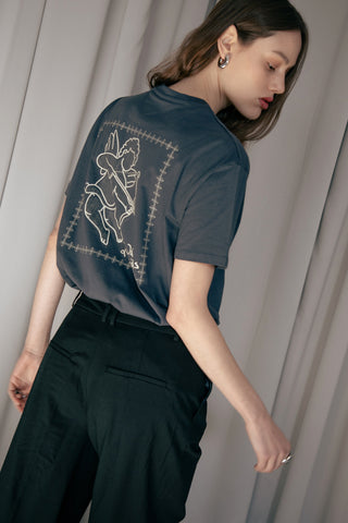 "Agapa An Tolmas" Midnight Grey Oversized T-shirt One Size