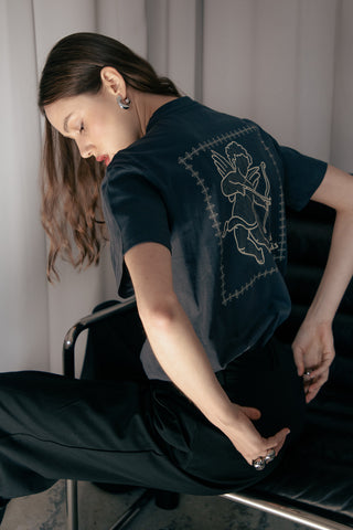 "Agapa An Tolmas" Midnight Grey Oversized T-shirt One Size