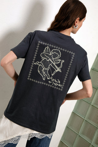 "Agapa An Tolmas" Midnight Grey Oversized T-shirt One Size