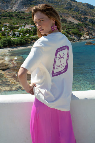 "Ammos kai Afros" Oversized Off White T-Shirt