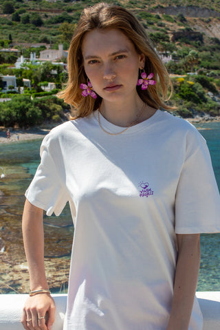 "Ammos kai Afros" Oversized Off White T-Shirt