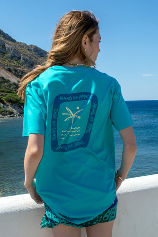 "Ammos kai Afros" Oversized Milos Aqua T-Shirt