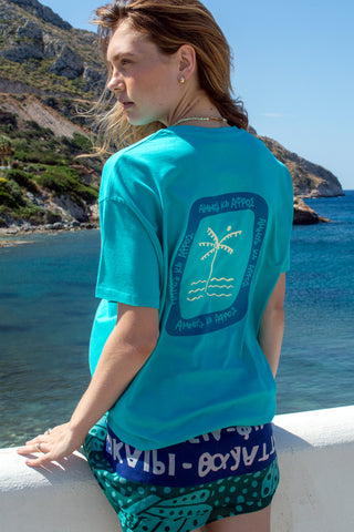 "Ammos kai Afros" Oversized Milos Aqua T-Shirt