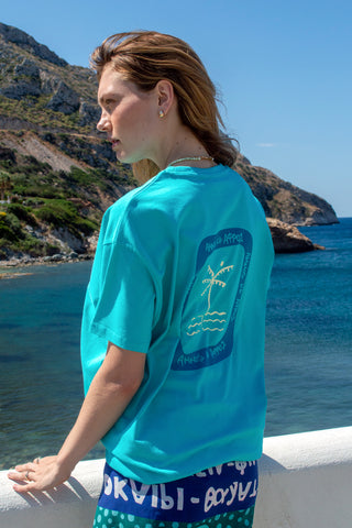 "Ammos kai Afros" Oversized Milos Aqua T-Shirt