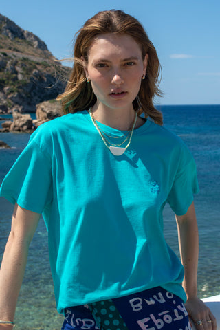 "Ammos kai Afros" Oversized Milos Aqua T-Shirt