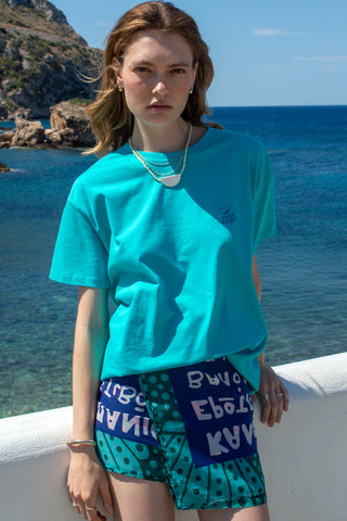"Ammos kai Afros" Oversized Milos Aqua T-Shirt