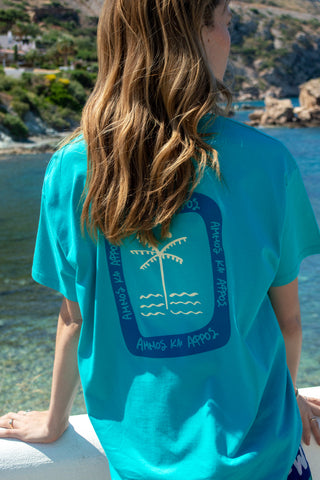 "Ammos kai Afros" Oversized Milos Aqua T-Shirt