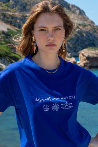 "Ammos kai Afros" Island Navy T-Shirt 𝗢𝗻𝗲 𝗦𝗶𝘇𝗲