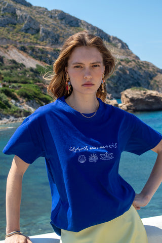 "Ammos kai Afros" Island Navy T-Shirt 𝗢𝗻𝗲 𝗦𝗶𝘇𝗲