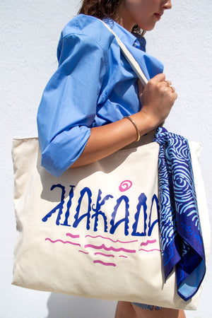"Liakada" Crema Tote Bag & Mantili Kala Taksidia