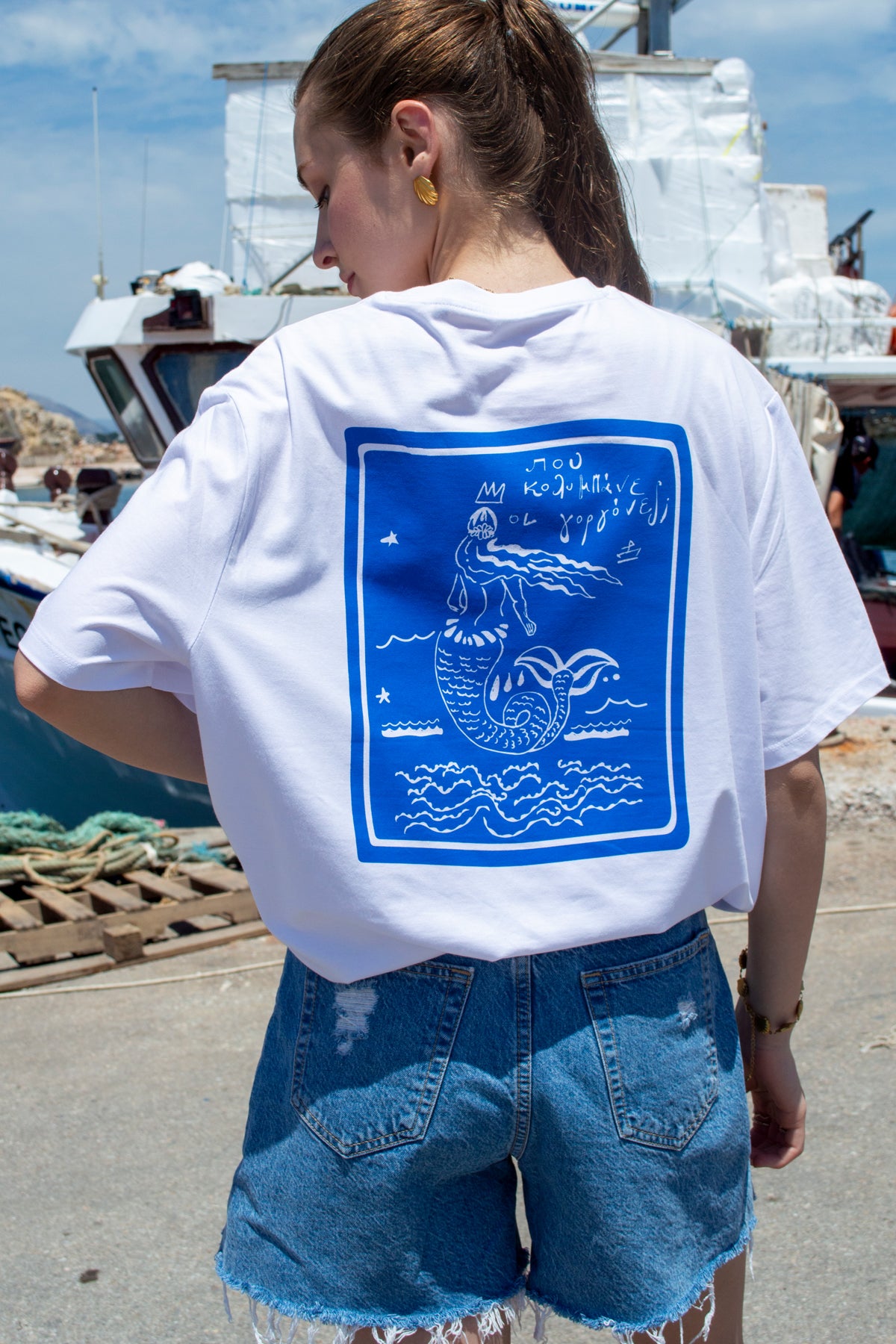 “Mermaids” Oversized White T-Shirt