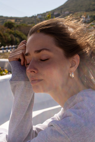 "Meltemi Mou" Light Grey Hoodie 𝗢𝗻𝗲 𝗦𝗶𝘇𝗲