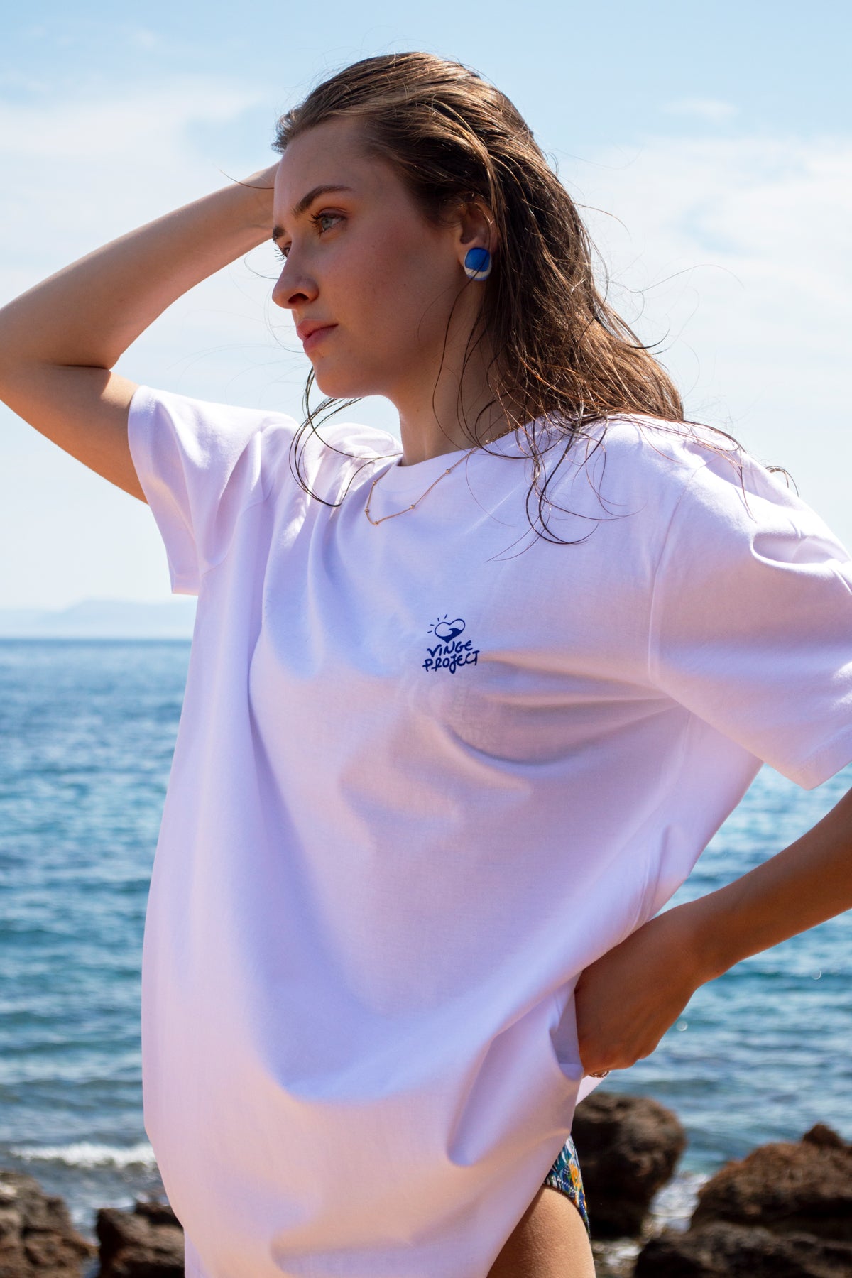 “Kala Taksidia” Oversized White T-Shirt
