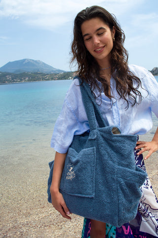 "Sky Blue" Beach Bag with Zipper