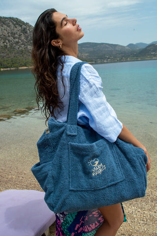 "Sky Blue" Beach Bag with Zipper