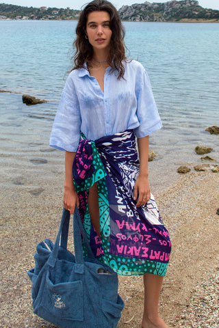 "Sky Blue" Beach Bag with Zipper