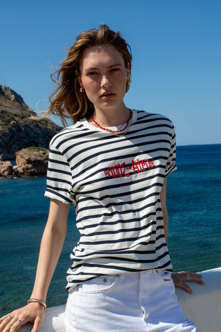 "Ammos kai Afros" Riviera Stripe T-Shirt