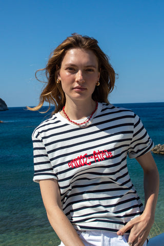 "Ammos kai Afros" Riviera Stripe T-Shirt