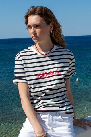 "Ammos kai Afros" Riviera Stripe T-Shirt