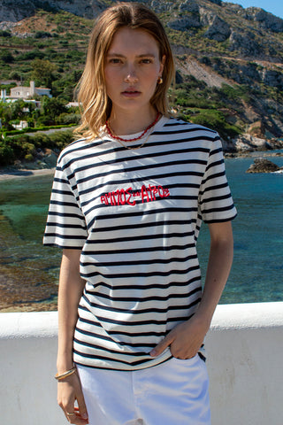 "Ammos kai Afros" Riviera Stripe T-Shirt