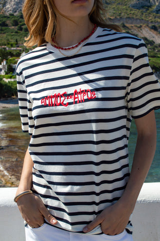 "Ammos kai Afros" Riviera Stripe T-Shirt