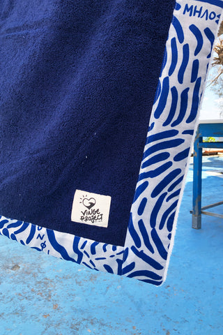 "Kala Taksidia" Beach Towel in Blue & Sailor