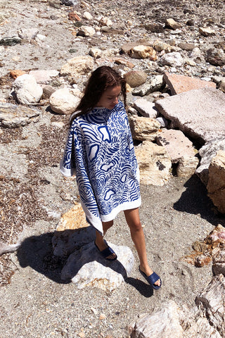 "Kala Taksidia" Beach Towel in Blue & Sailor