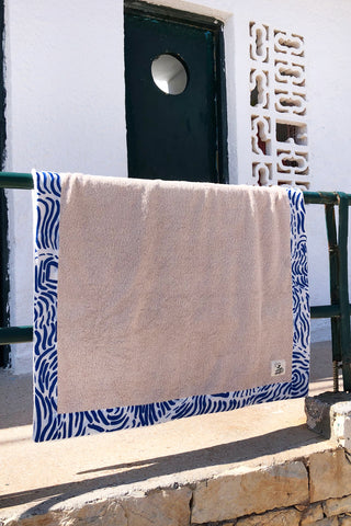 "Kala Taksidia" Beach Towel in Sailor & Crema