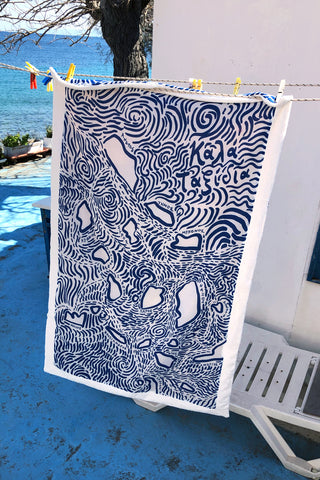 "Kala Taksidia" Beach Towel in Sailor & Crema