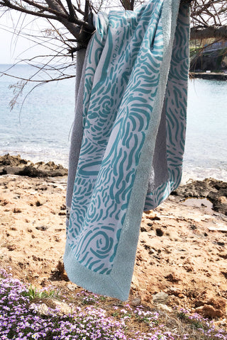 "Kala Taksidia" Beach Towel in Pistachio & Unicorn