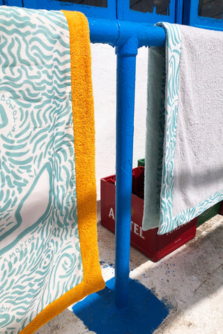 "Kala Taksidia" Beach Towel in Pistachio & Unicorn