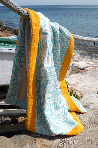 "Kala Taksidia" Beach Towel in Pistachio & Crema