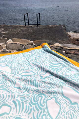 "Kala Taksidia" Beach Towel in Pistachio & Crema