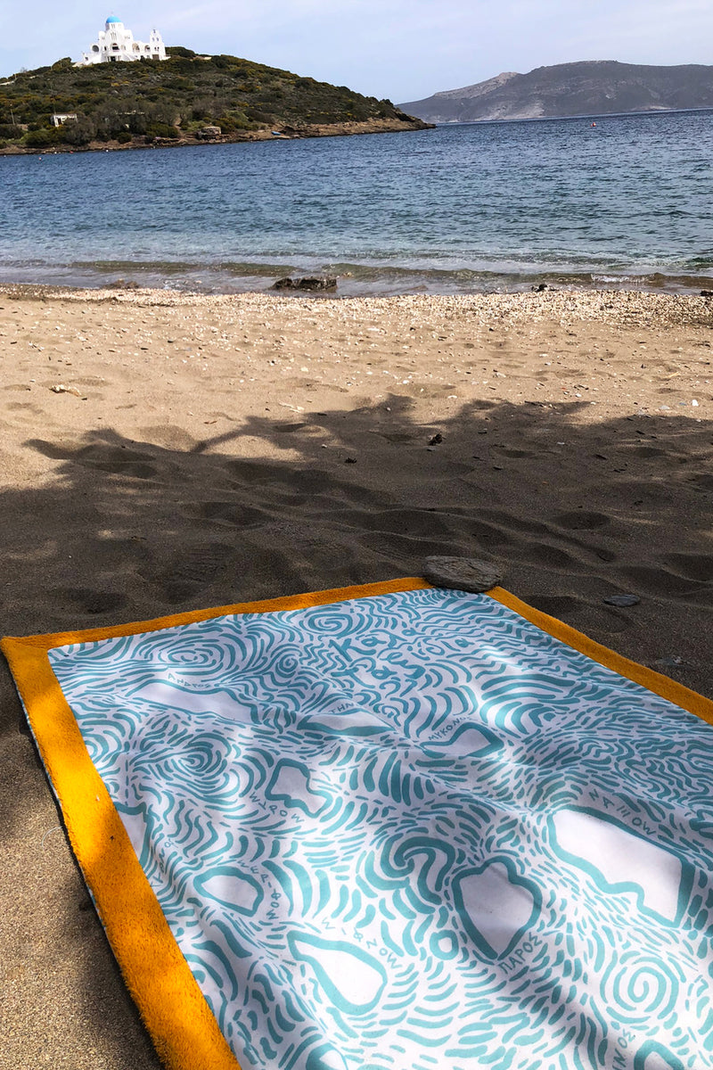 "ΚΑΛΑ ΤΑΞΙΔΙΑ" Beach Towel in Pistachio & Crema (2 LAST ITEM)