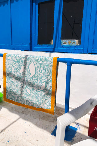 "Kala Taksidia" Beach Towel in Pistachio & Crema