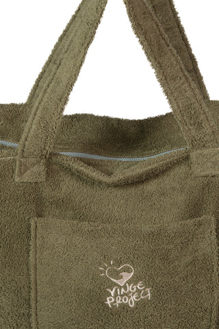 "Olive" Beach Bag with Zipper (2 LAST ITEMS)