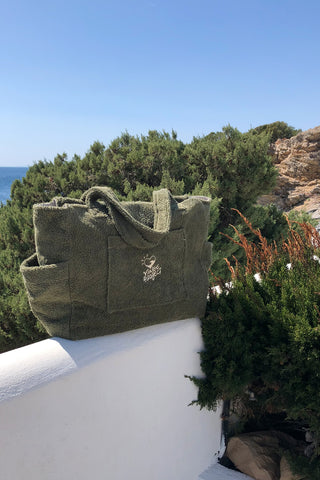 "Olive" Beach Bag with Zipper (2 LAST ITEMS)