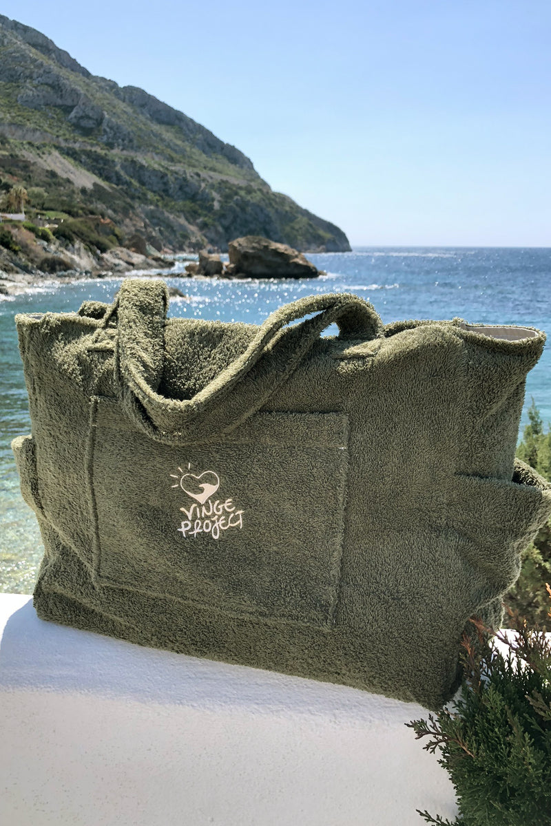 "Olive" Beach Bag with Zipper