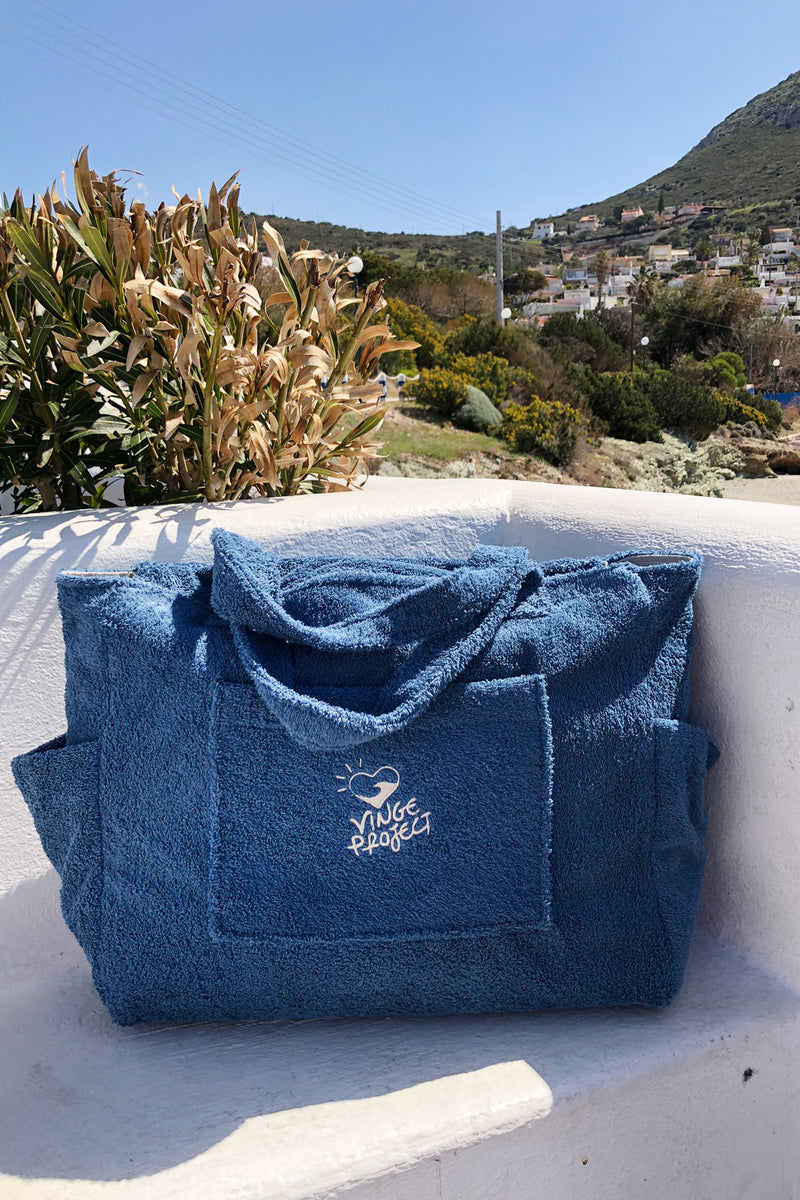 "Sky Blue" Beach Bag with Zipper