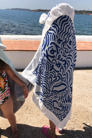 "Kala Taksidia" Kid’s Towel in Blue & Sailor