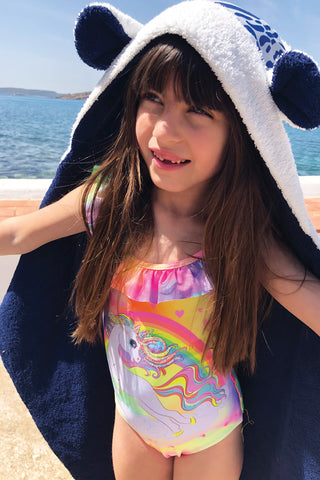 "Kala Taksidia" Kid’s Towel in Blue & Sailor