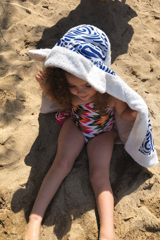"Kala Taksidia" Kid’s Towel in Blue & Crema