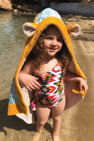 "Kala Taksidia" Kid’s Towel in Pistachio & Crema