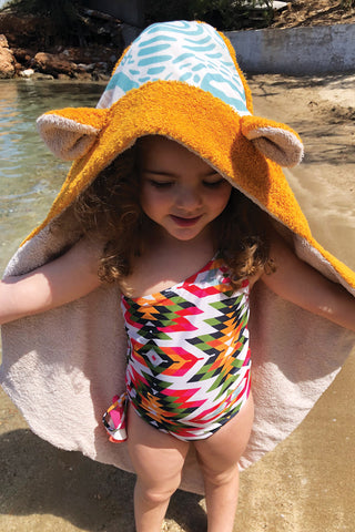"Kala Taksidia" Kid’s Towel in Pistachio & Crema